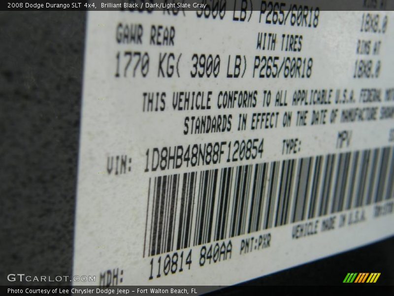 Brilliant Black / Dark/Light Slate Gray 2008 Dodge Durango SLT 4x4