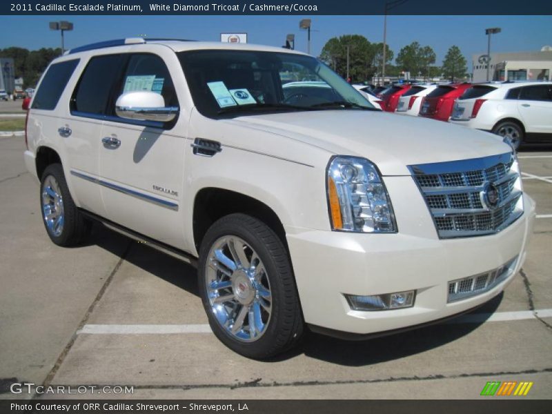 White Diamond Tricoat / Cashmere/Cocoa 2011 Cadillac Escalade Platinum