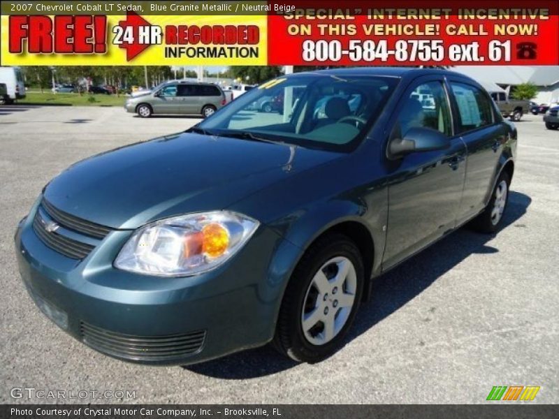 Blue Granite Metallic / Neutral Beige 2007 Chevrolet Cobalt LT Sedan