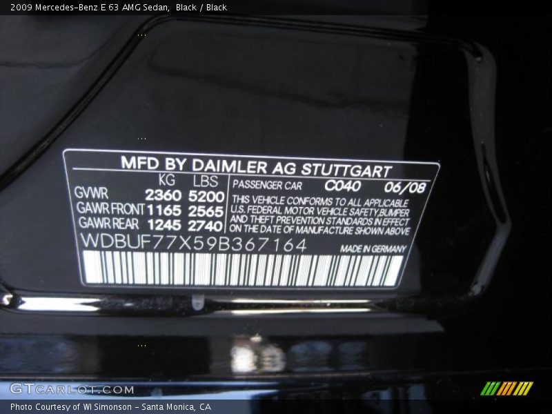 Black / Black 2009 Mercedes-Benz E 63 AMG Sedan
