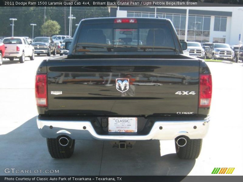 Brilliant Black Crystal Pearl / Light Pebble Beige/Bark Brown 2011 Dodge Ram 1500 Laramie Quad Cab 4x4