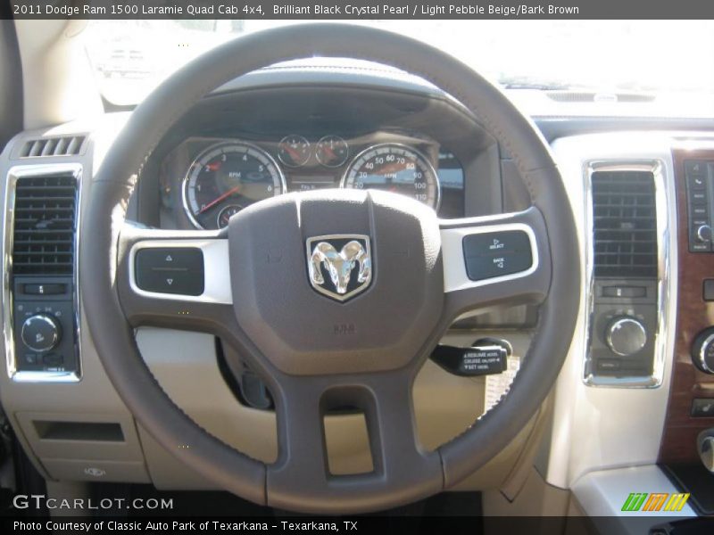 Brilliant Black Crystal Pearl / Light Pebble Beige/Bark Brown 2011 Dodge Ram 1500 Laramie Quad Cab 4x4