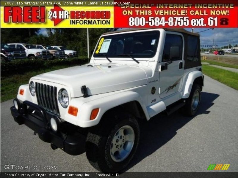 Stone White / Camel Beige/Dark Green 2002 Jeep Wrangler Sahara 4x4