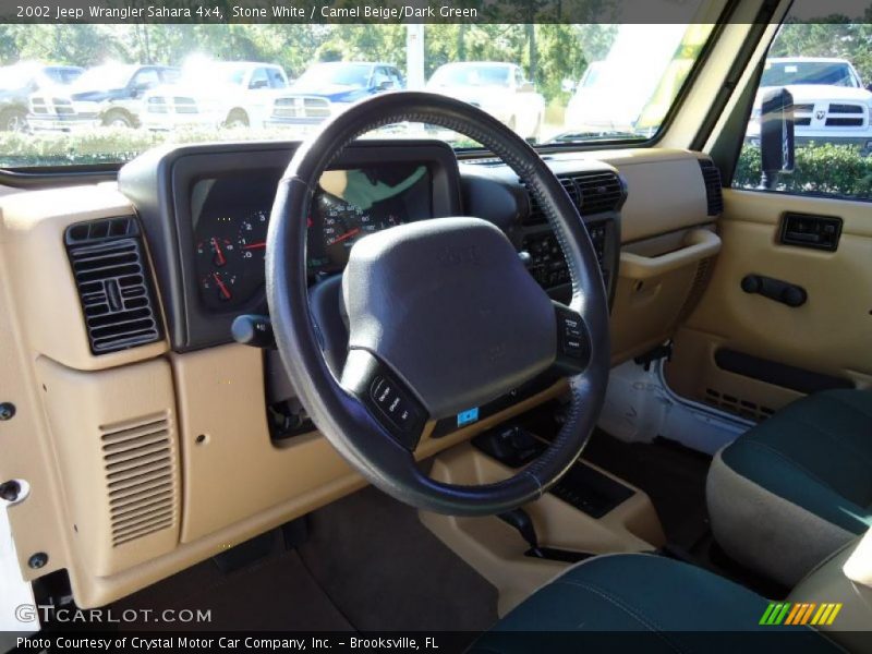 Stone White / Camel Beige/Dark Green 2002 Jeep Wrangler Sahara 4x4