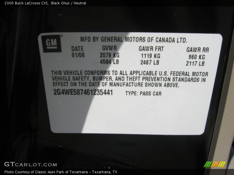 Black Onyx / Neutral 2006 Buick LaCrosse CXS