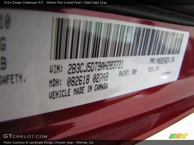 Inferno Red Crystal Pearl / Dark Slate Gray 2010 Dodge Challenger R/T