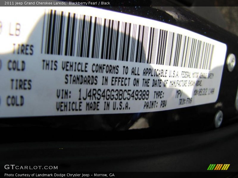 Blackberry Pearl / Black 2011 Jeep Grand Cherokee Laredo