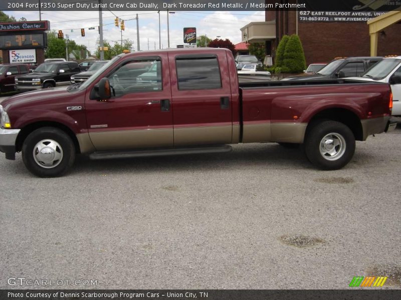 Dark Toreador Red Metallic / Medium Parchment 2004 Ford F350 Super Duty Lariat Crew Cab Dually