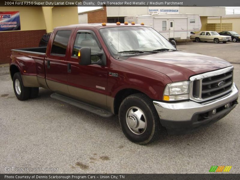 Dark Toreador Red Metallic / Medium Parchment 2004 Ford F350 Super Duty Lariat Crew Cab Dually