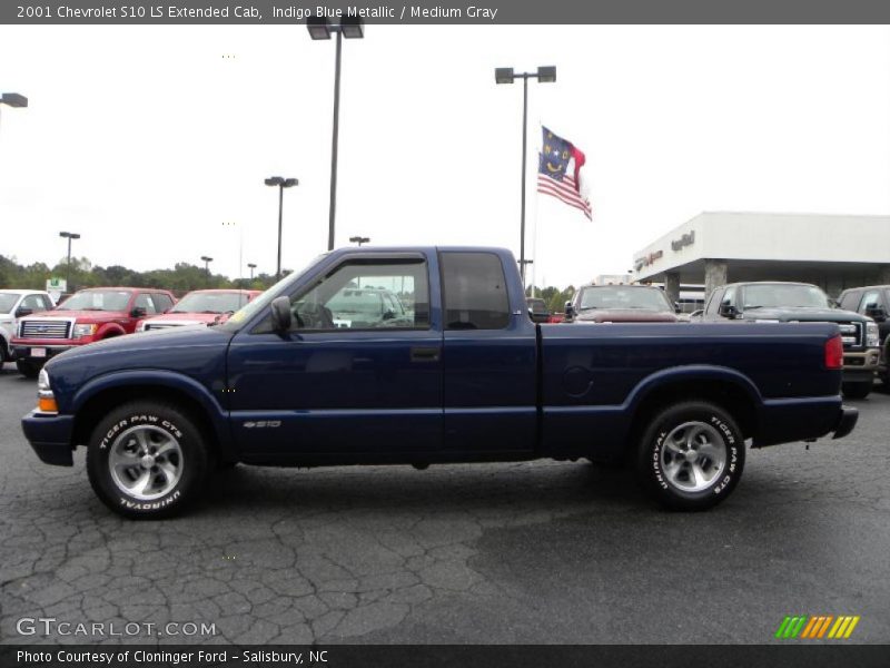 Indigo Blue Metallic / Medium Gray 2001 Chevrolet S10 LS Extended Cab