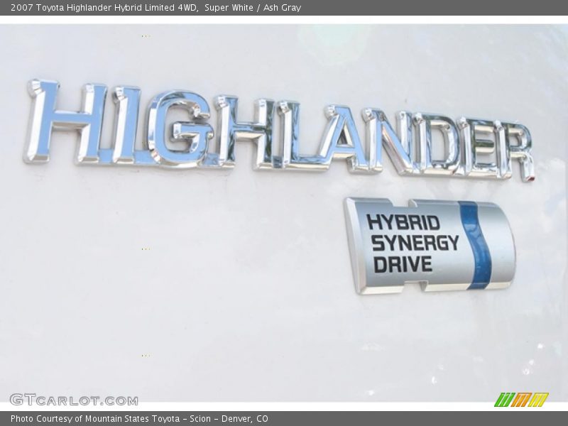 Super White / Ash Gray 2007 Toyota Highlander Hybrid Limited 4WD