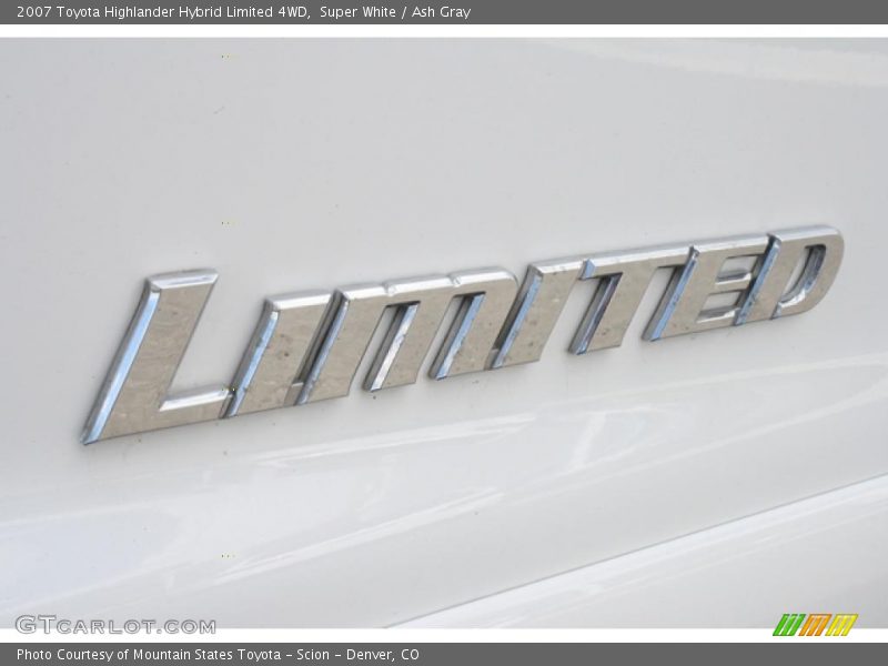 Super White / Ash Gray 2007 Toyota Highlander Hybrid Limited 4WD