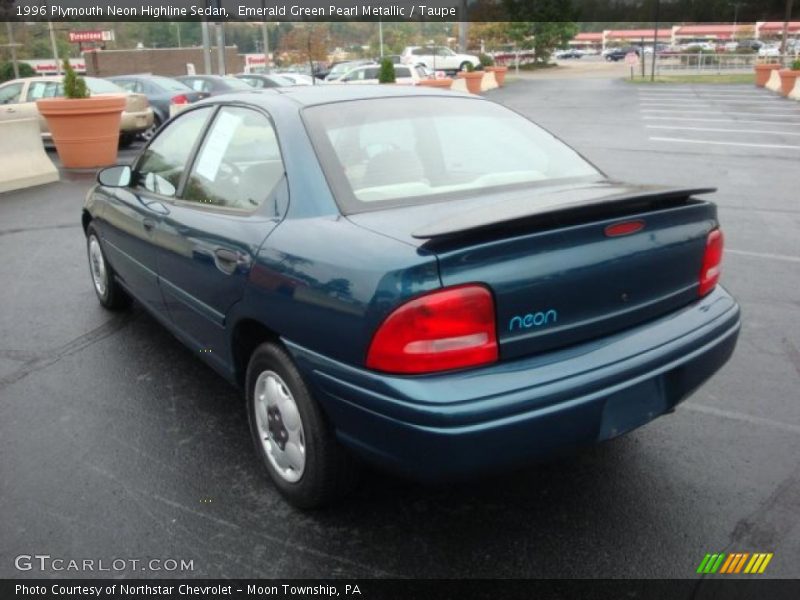 Emerald Green Pearl Metallic / Taupe 1996 Plymouth Neon Highline Sedan