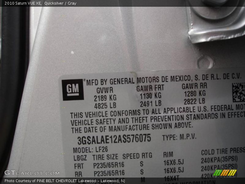 Quicksilver / Gray 2010 Saturn VUE XE
