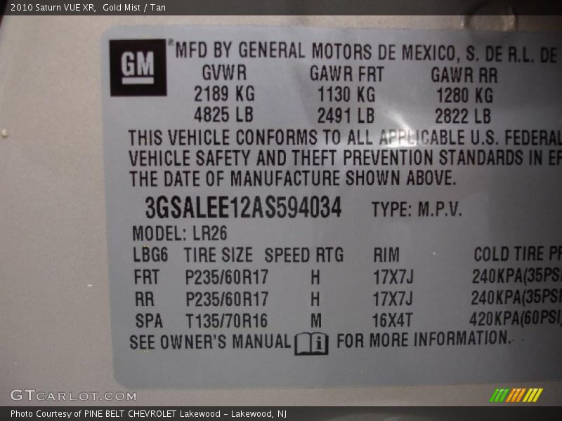 Gold Mist / Tan 2010 Saturn VUE XR