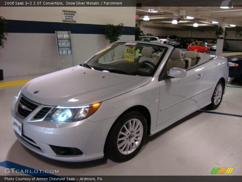 Snow Silver Metallic / Parchment 2008 Saab 9-3 2.0T Convertible