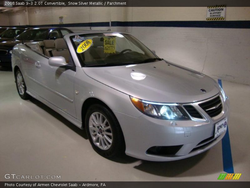 Snow Silver Metallic / Parchment 2008 Saab 9-3 2.0T Convertible