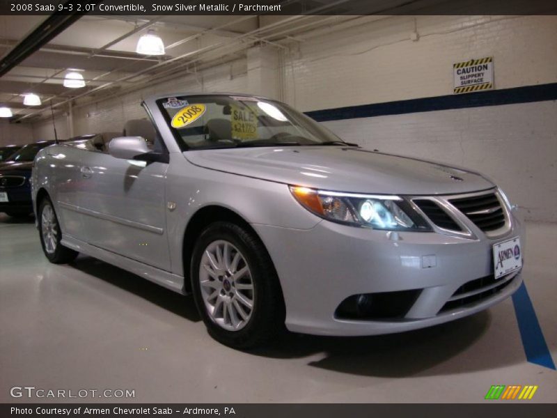 Snow Silver Metallic / Parchment 2008 Saab 9-3 2.0T Convertible