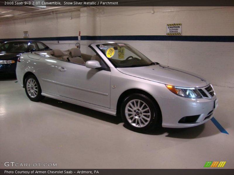 Snow Silver Metallic / Parchment 2008 Saab 9-3 2.0T Convertible