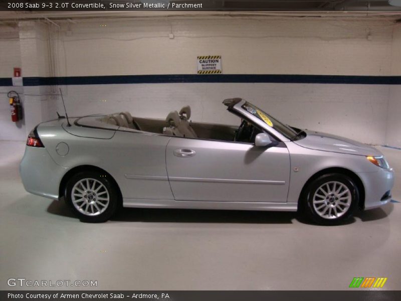 Snow Silver Metallic / Parchment 2008 Saab 9-3 2.0T Convertible