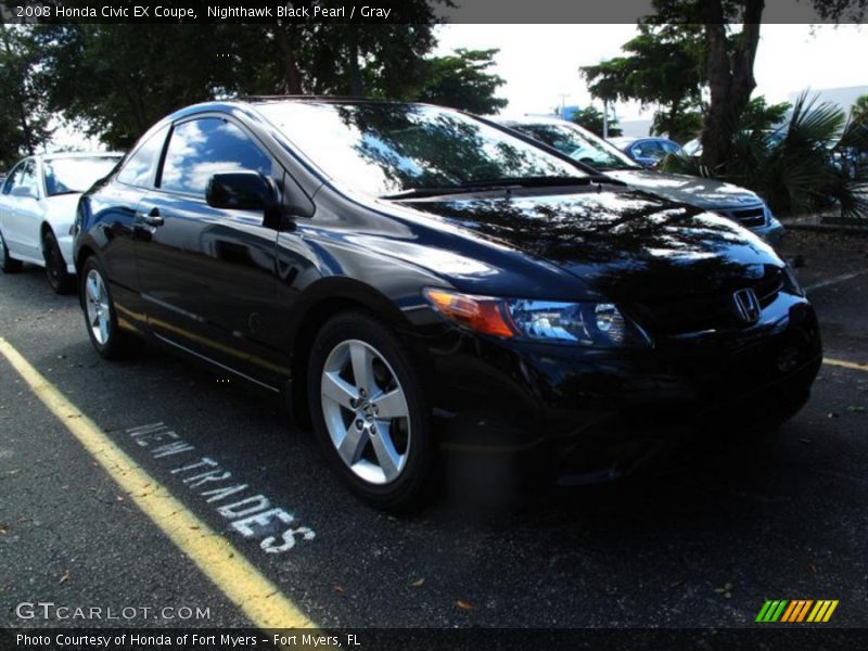 Nighthawk Black Pearl / Gray 2008 Honda Civic EX Coupe