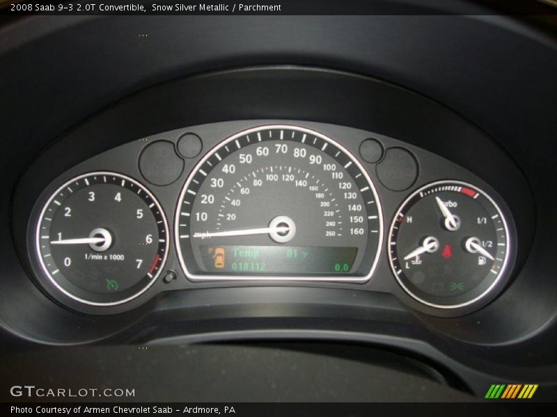 Snow Silver Metallic / Parchment 2008 Saab 9-3 2.0T Convertible