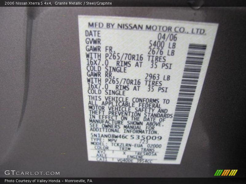 Granite Metallic / Steel/Graphite 2006 Nissan Xterra S 4x4