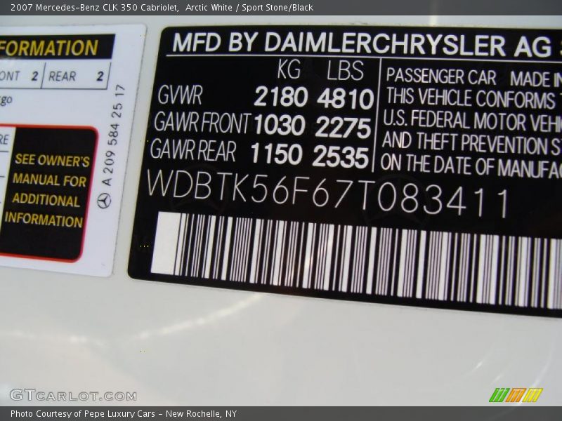 Arctic White / Sport Stone/Black 2007 Mercedes-Benz CLK 350 Cabriolet