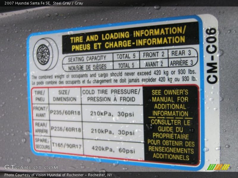 Steel Gray / Gray 2007 Hyundai Santa Fe SE