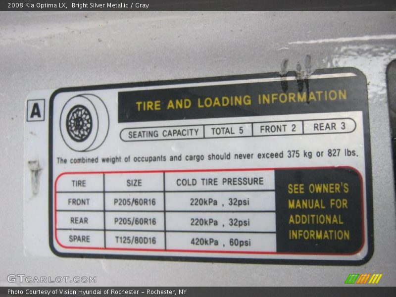 Bright Silver Metallic / Gray 2008 Kia Optima LX