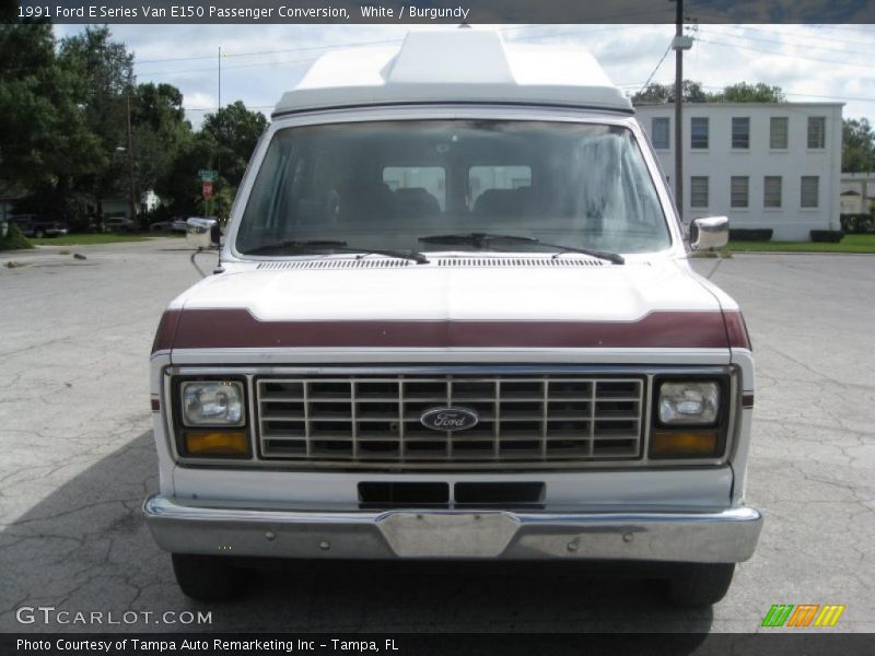 White / Burgundy 1991 Ford E Series Van E150 Passenger Conversion