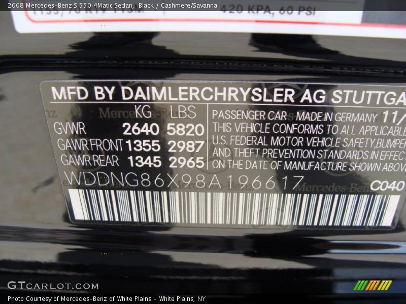 Black / Cashmere/Savanna 2008 Mercedes-Benz S 550 4Matic Sedan