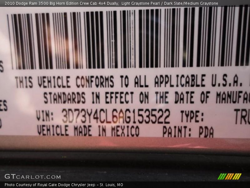 Light Graystone Pearl / Dark Slate/Medium Graystone 2010 Dodge Ram 3500 Big Horn Edition Crew Cab 4x4 Dually