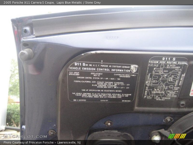 Info Tag of 2005 911 Carrera S Coupe