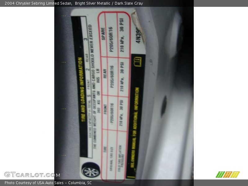 Bright Silver Metallic / Dark Slate Gray 2004 Chrysler Sebring Limited Sedan