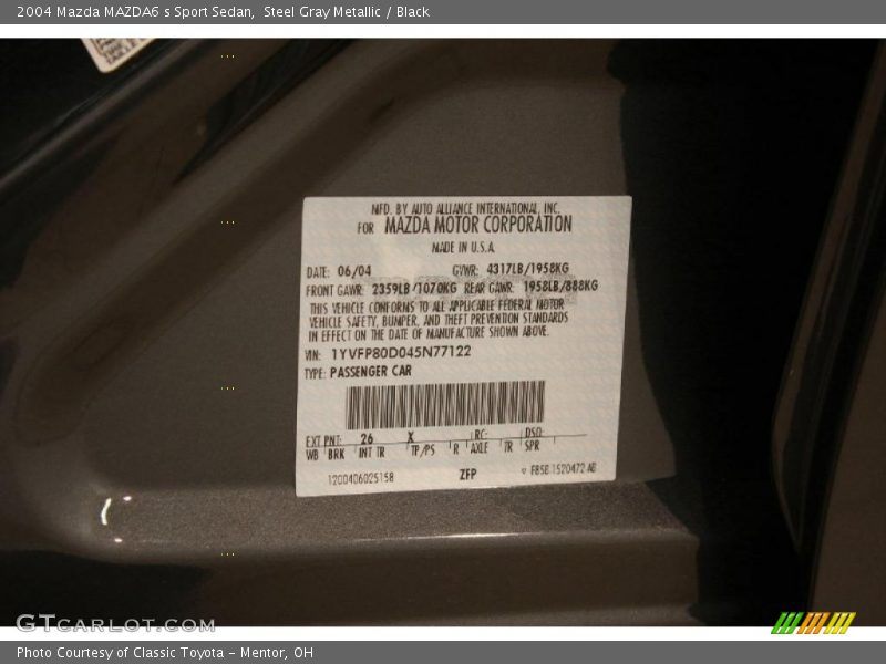 Steel Gray Metallic / Black 2004 Mazda MAZDA6 s Sport Sedan