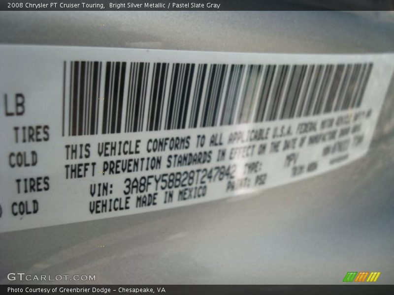 Bright Silver Metallic / Pastel Slate Gray 2008 Chrysler PT Cruiser Touring