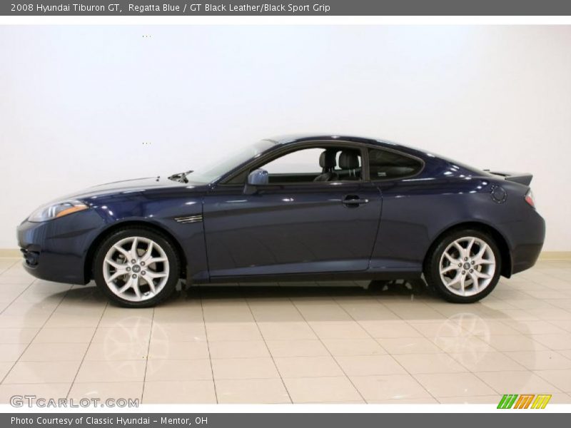 Regatta Blue / GT Black Leather/Black Sport Grip 2008 Hyundai Tiburon GT