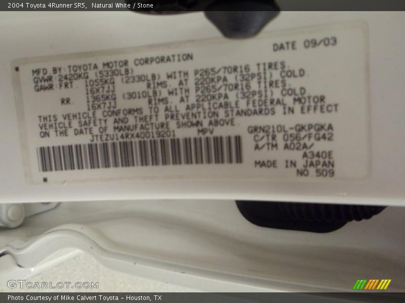 Natural White / Stone 2004 Toyota 4Runner SR5