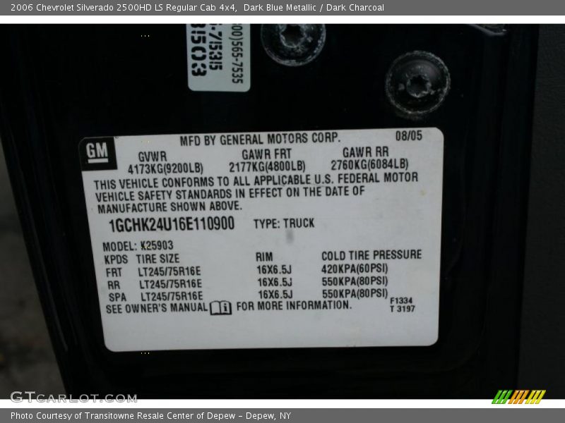 Dark Blue Metallic / Dark Charcoal 2006 Chevrolet Silverado 2500HD LS Regular Cab 4x4