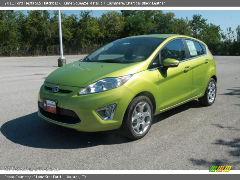 Lime Squeeze Metallic / Cashmere/Charcoal Black Leather 2011 Ford Fiesta SES Hatchback