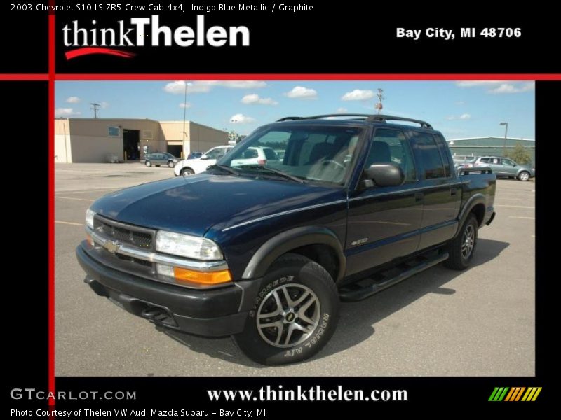 Indigo Blue Metallic / Graphite 2003 Chevrolet S10 LS ZR5 Crew Cab 4x4