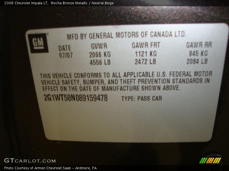 Mocha Bronze Metallic / Neutral Beige 2008 Chevrolet Impala LT
