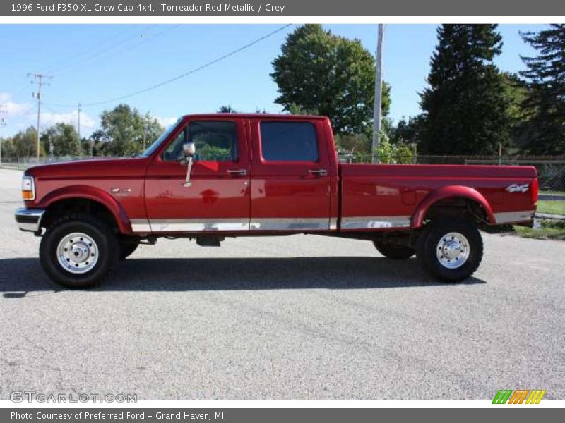 Torreador Red Metallic / Grey 1996 Ford F350 XL Crew Cab 4x4