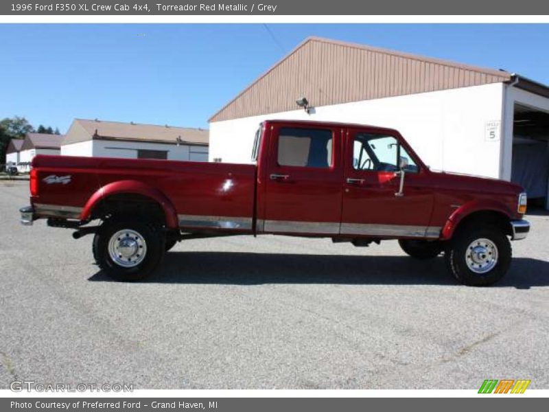 Torreador Red Metallic / Grey 1996 Ford F350 XL Crew Cab 4x4