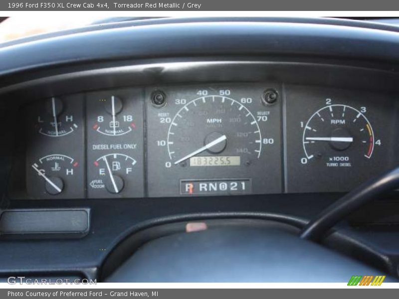 Torreador Red Metallic / Grey 1996 Ford F350 XL Crew Cab 4x4