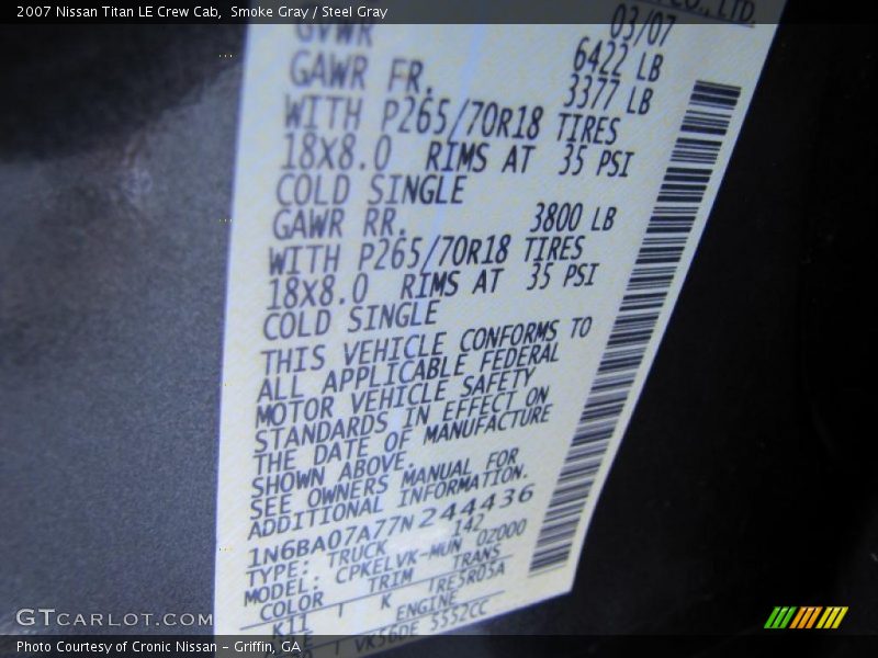 Smoke Gray / Steel Gray 2007 Nissan Titan LE Crew Cab