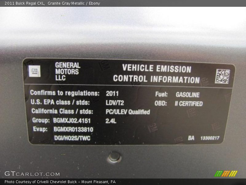 Granite Gray Metallic / Ebony 2011 Buick Regal CXL