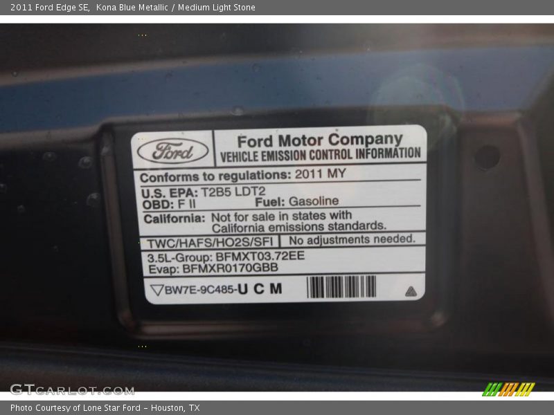 Kona Blue Metallic / Medium Light Stone 2011 Ford Edge SE