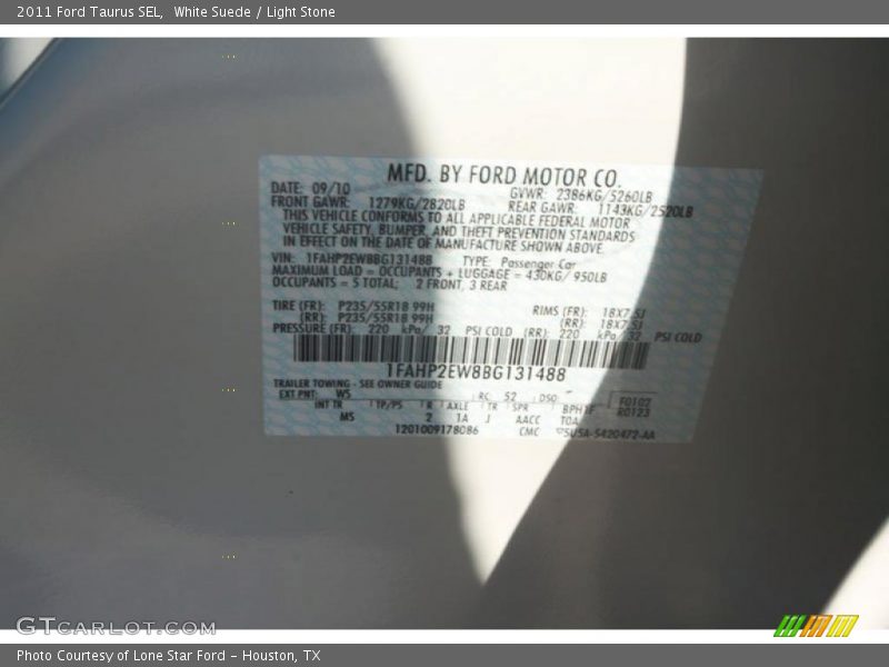 White Suede / Light Stone 2011 Ford Taurus SEL